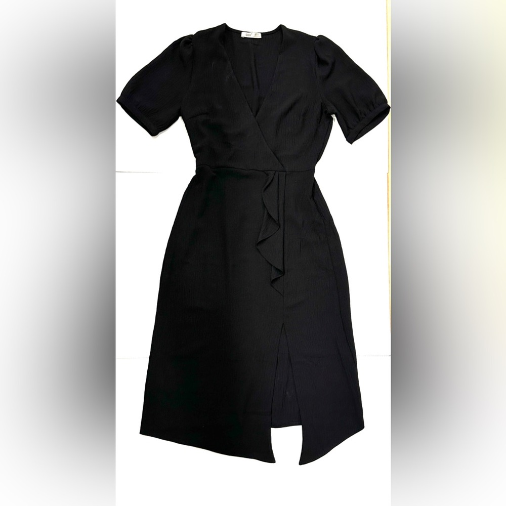 Dex Black Midi Wrap Dress